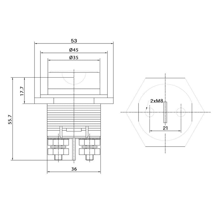 Batterietrennschalter 48V 200A M8 Einbau