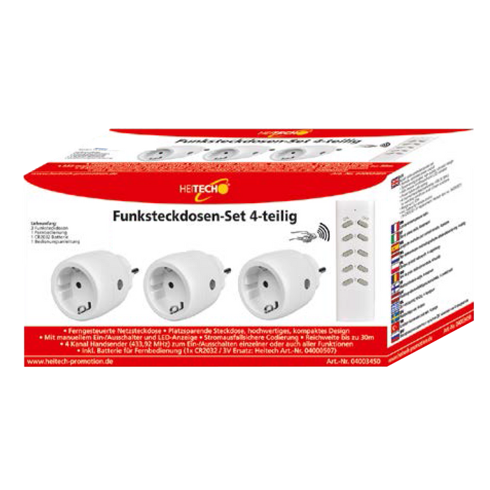 Funksteckdosen-Set 3+1 Kompakt Heitech