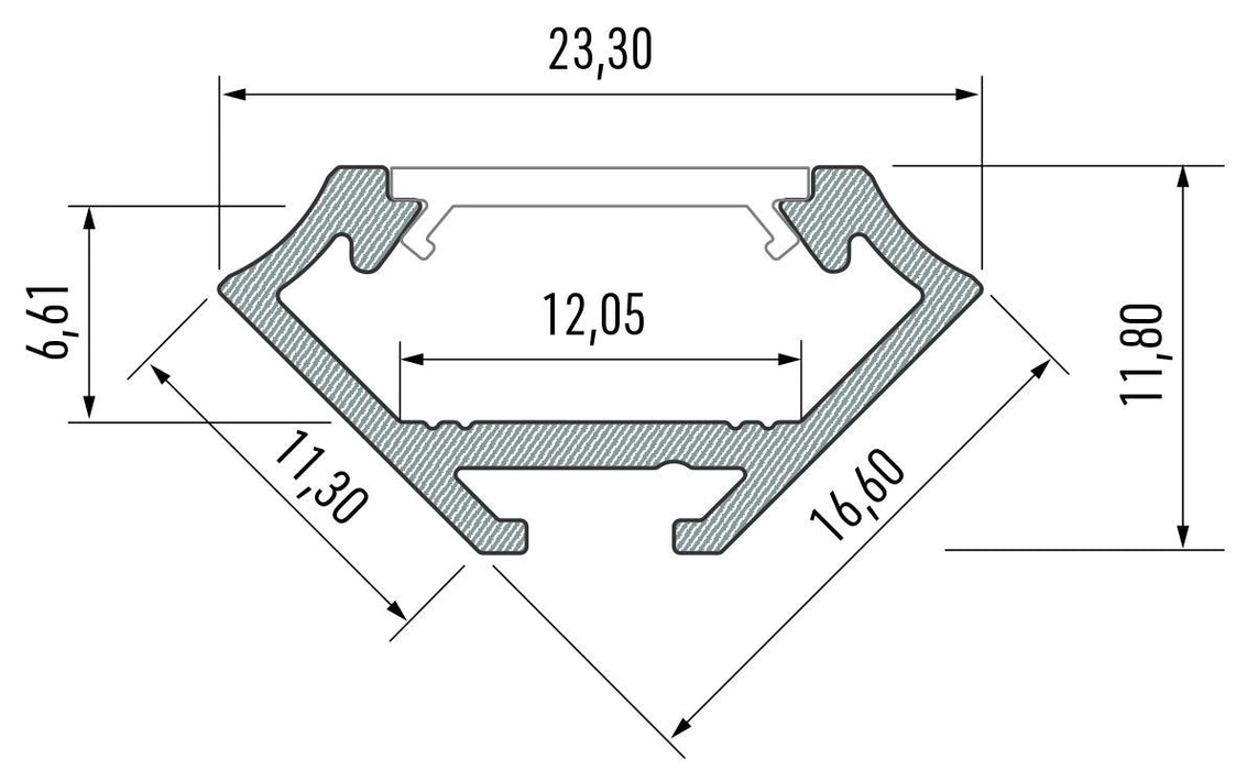 Alu-Profil 2m silber eloxiert, NZA Eckig